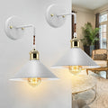 Oil-Rubbed Metal Industrial Wall Sconce, Set of 2, white