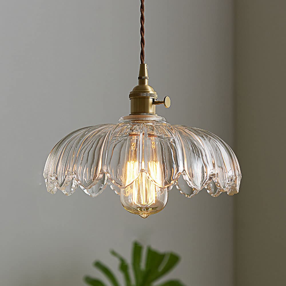 Vintage Glass Flower Pendant Lamp, transparent