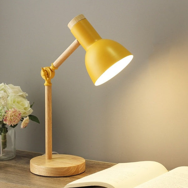 Wooden LED Desk Lamp with Flexible Arm, yellow