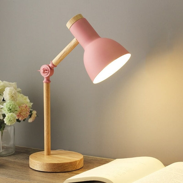Wooden LED Desk Lamp with Flexible Arm, pink