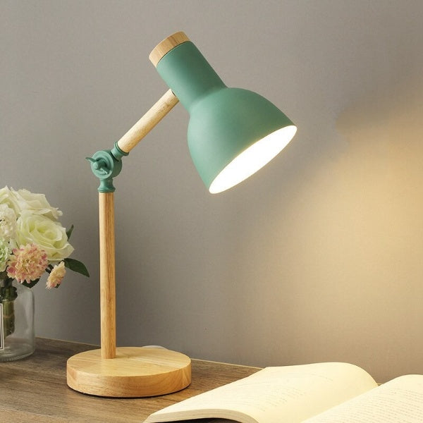 Wooden LED Desk Lamp with Flexible Arm, green