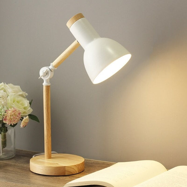 Wooden LED Desk Lamp with Flexible Arm, white