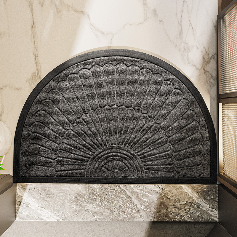 Semi-Circular Non-Slip Rubber Door Mat, dark grey