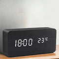 Wood-Effect LED Smart Alarm Clock, black block
